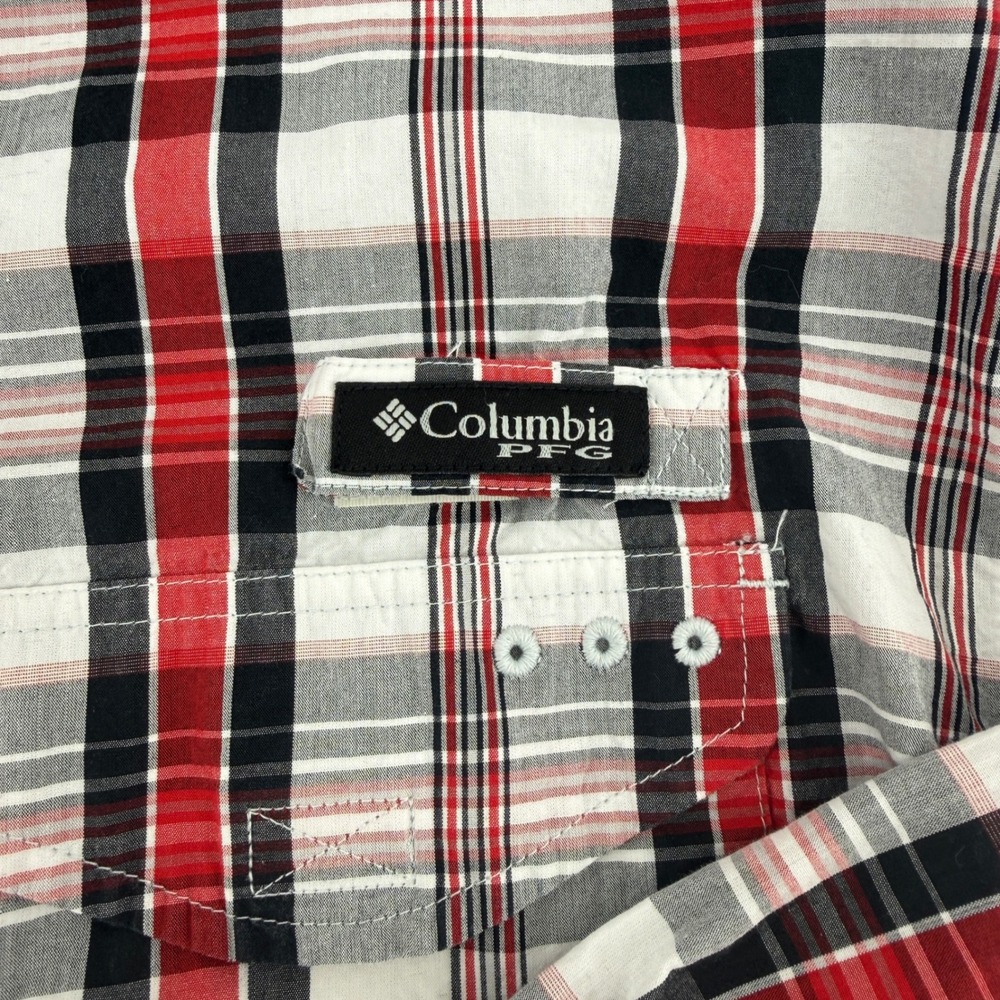 Columbia PFG Super Bonehead Georgia Bulldogs Fishing Shirt Mens Large Red Plaid - Picture 3 of 9